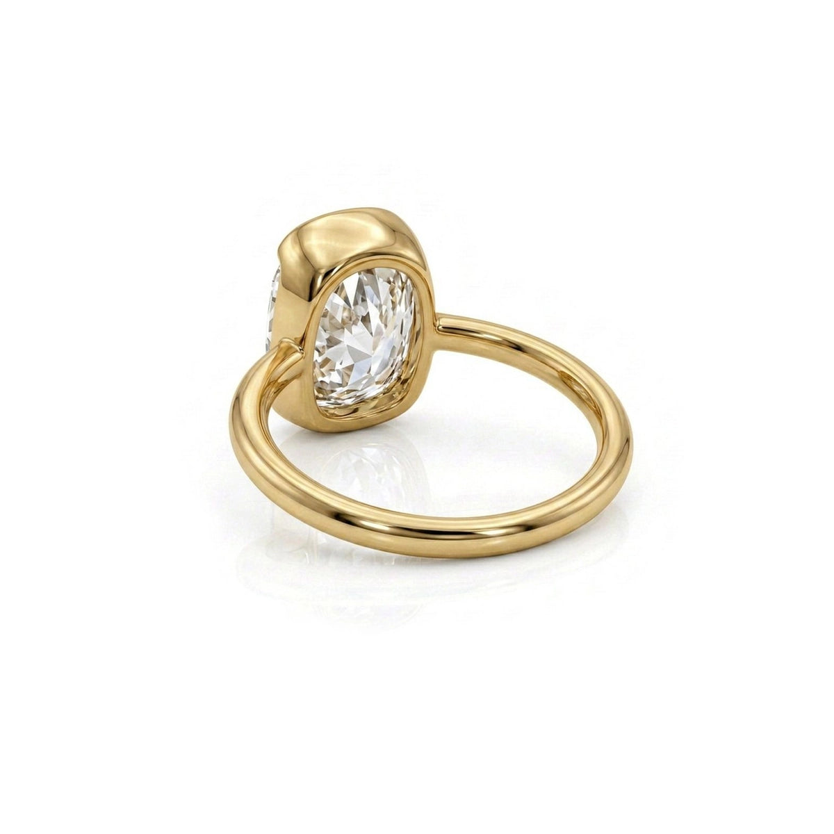 Cushion Half-Bezel Solitaire Ring — cushion lab grown diamond ring in 9K, 14K or 18K gold