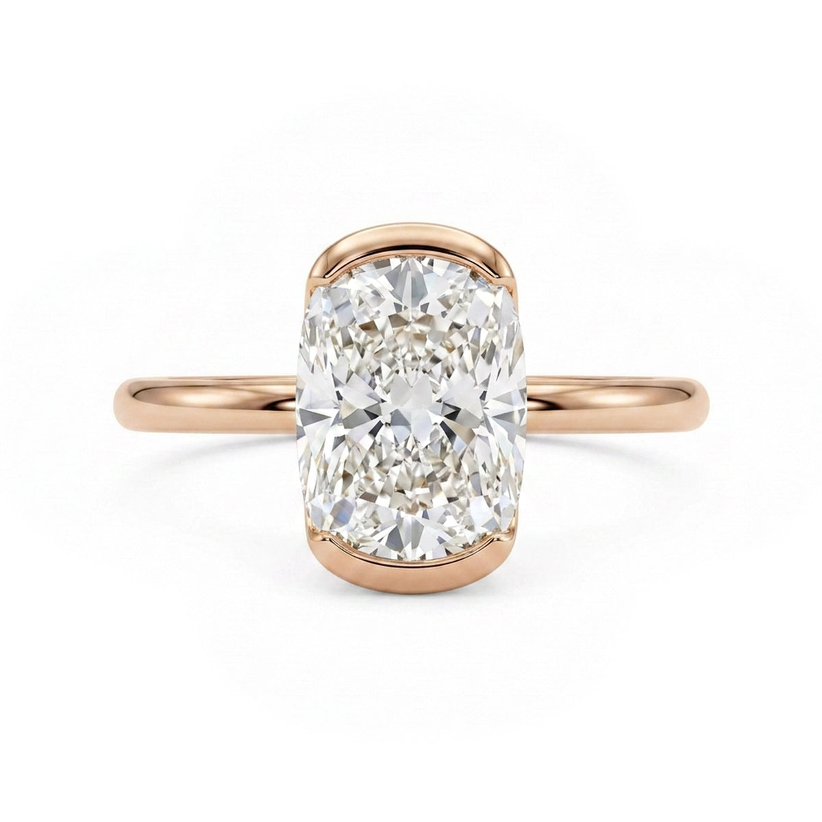Cushion Half-Bezel Solitaire Ring — certified lab grown diamond ring from Vimora Diamonds
