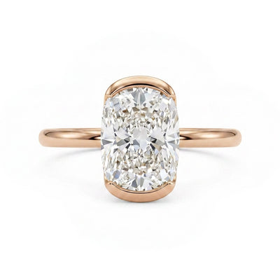Cushion Half-Bezel Solitaire Ring — certified lab grown diamond ring from Vimora Diamonds