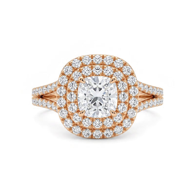 Cushion Double Halo Split-Shank Ring — certified lab grown diamond ring from Vimora Diamonds