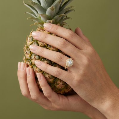 Cushion Double Halo Split-Shank Ring — lab grown diamond ring handcrafted by Vimora Diamonds