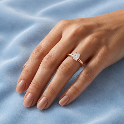 Radiant Solitaire Ring — lab grown diamond ring handcrafted by Vimora Diamonds