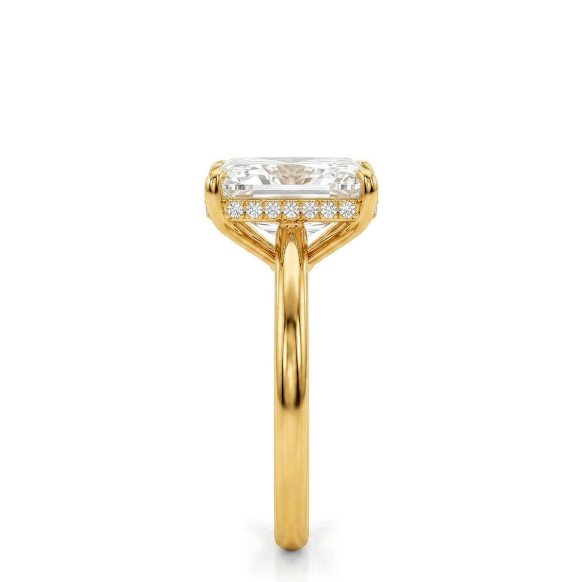 Radiant Hidden Halo Ring — radiant lab grown diamond ring in 9K, 14K or 18K gold