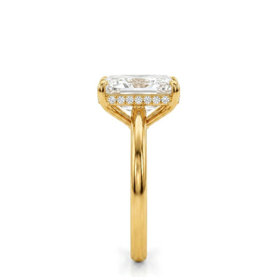 Radiant Hidden Halo Ring — radiant lab grown diamond ring in 9K, 14K or 18K gold