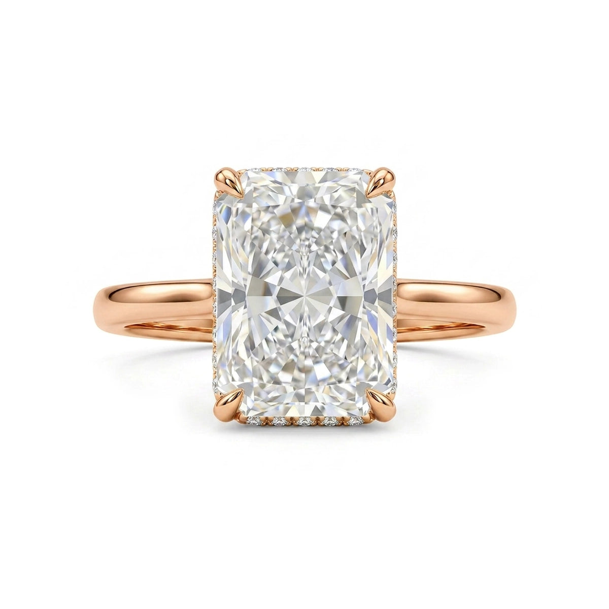 Radiant Hidden Halo Ring — certified lab grown diamond ring from Vimora Diamonds