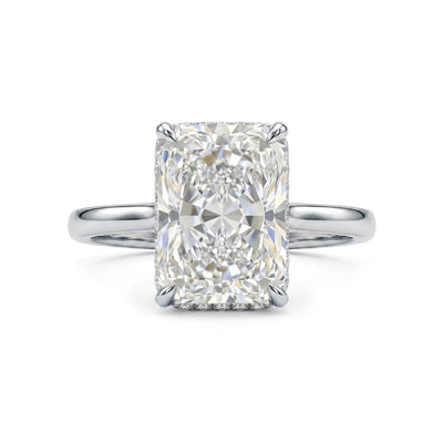 Radiant Hidden Halo Ring — radiant lab grown diamond ring in solid hallmarked gold