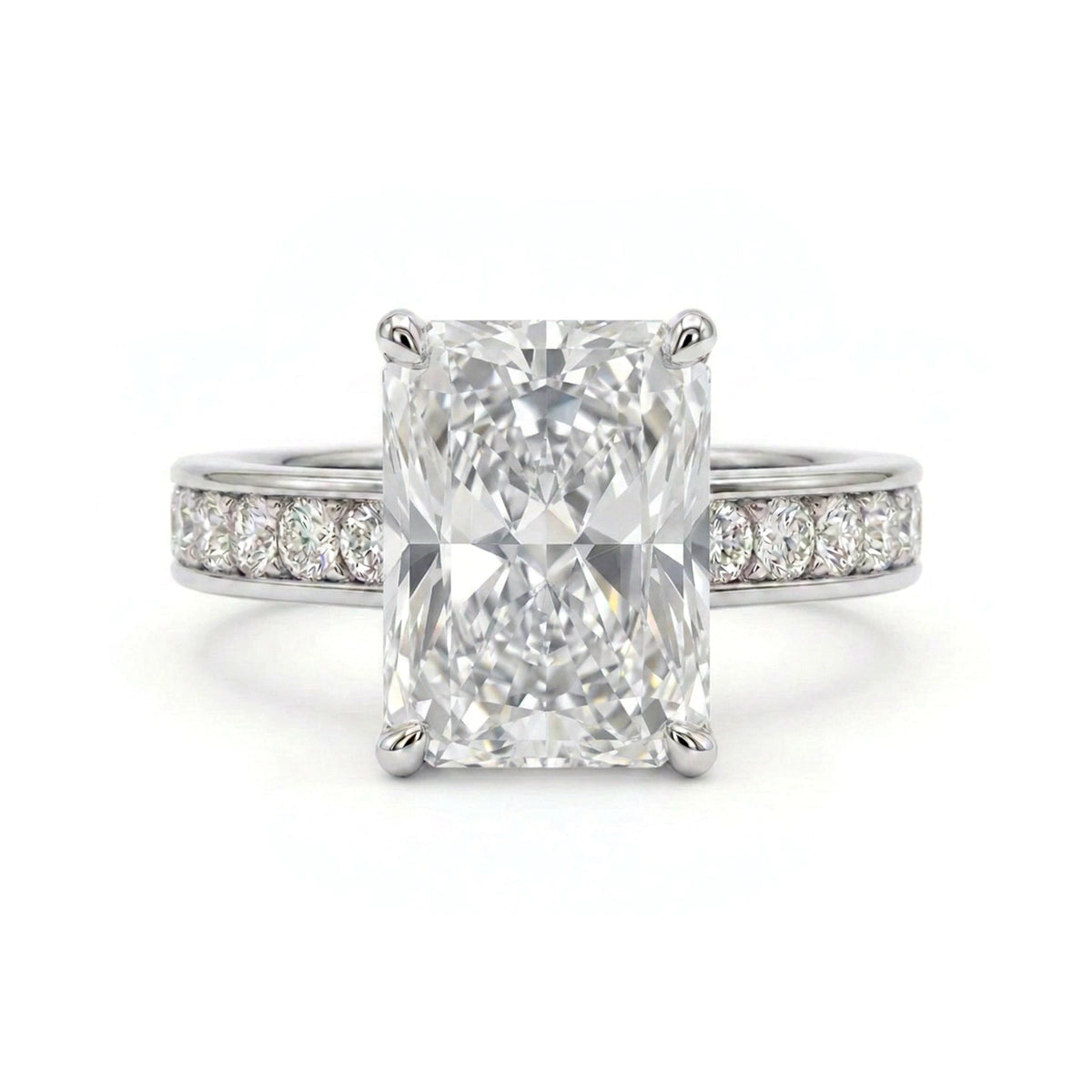 Radiant Channel-Set Ring — radiant lab grown diamond ring in solid hallmarked gold