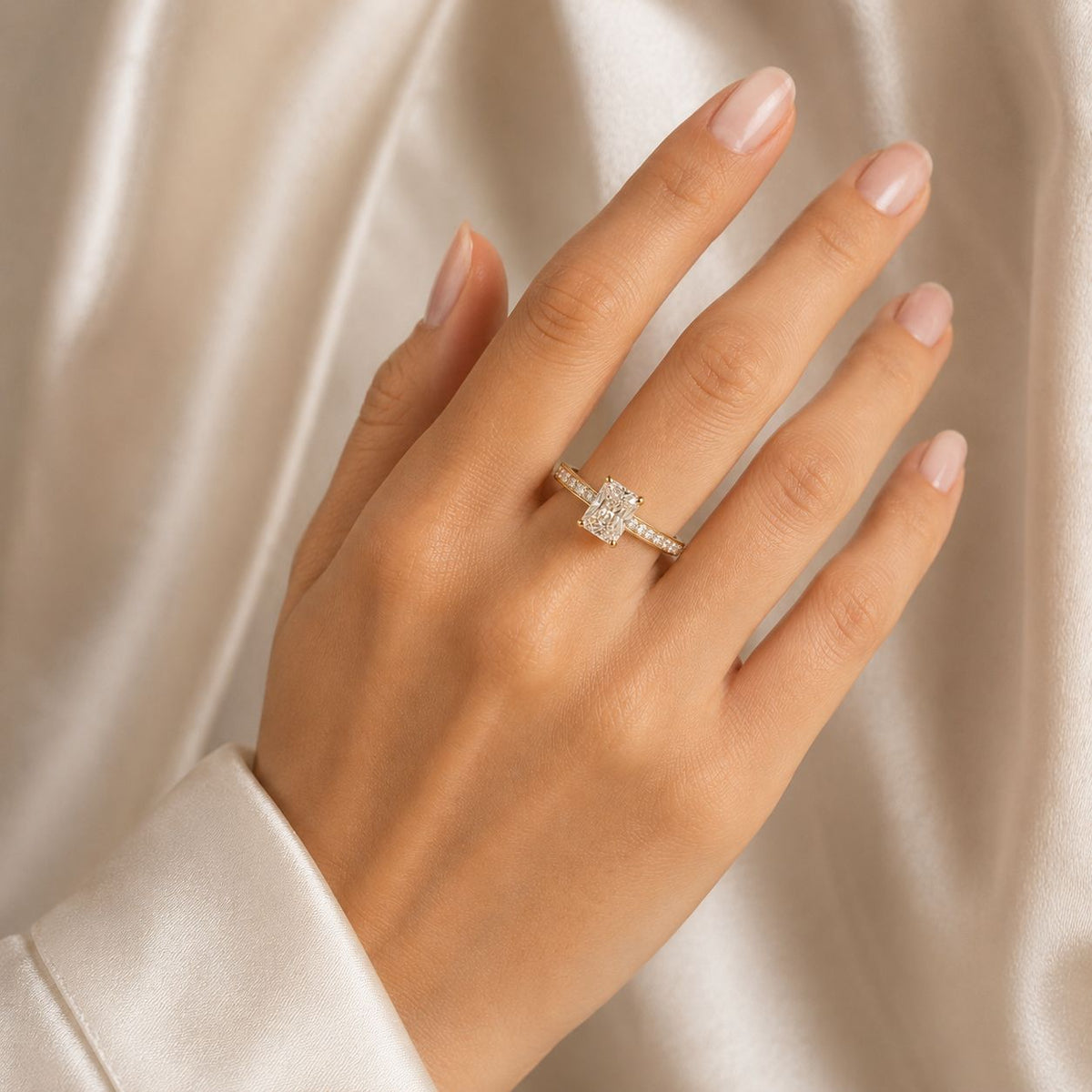 Radiant Channel-Set Ring — lab grown diamond ring handcrafted by Vimora Diamonds