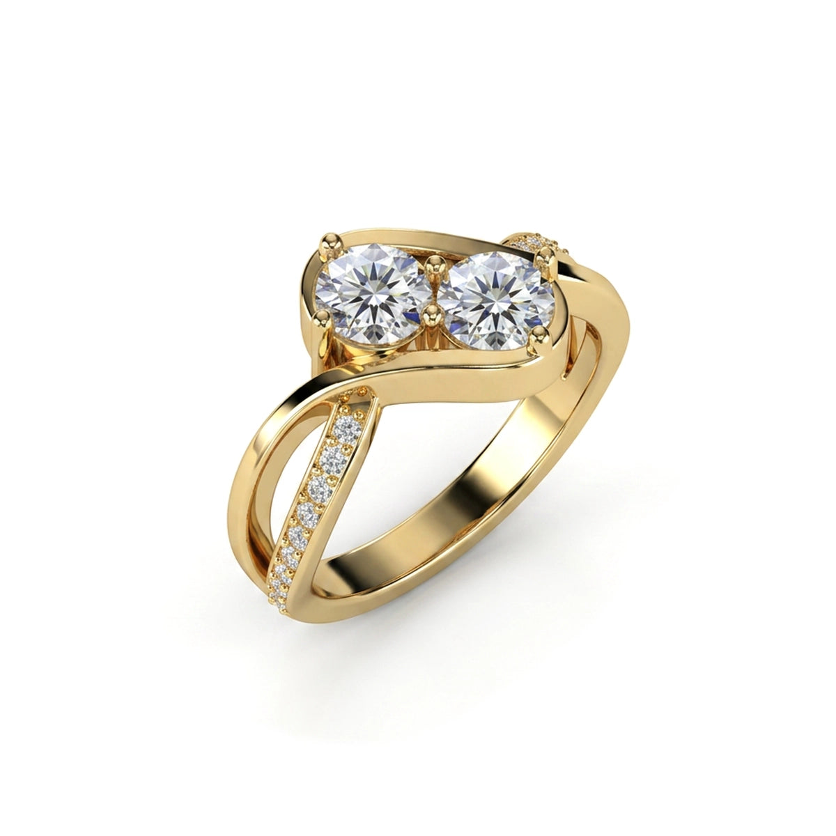 Two-Stone Infinity Toi et Moi Ring in IGI certified lab grown diamond and BIS hallmarked gold