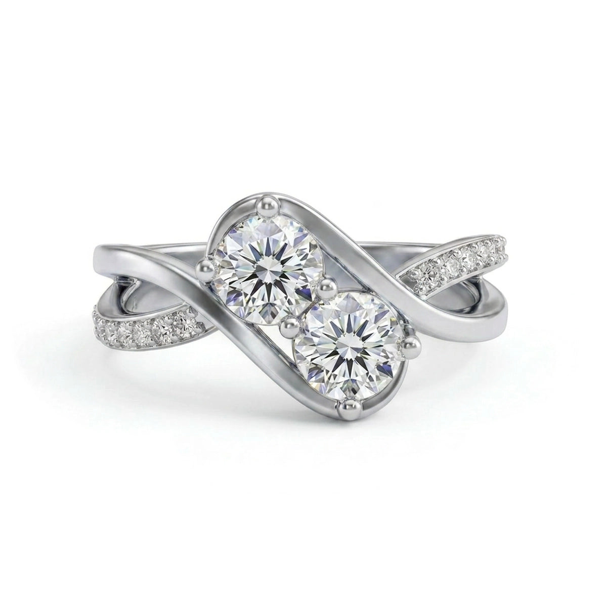 Two-Stone Infinity Toi et Moi Ring — round lab grown diamond ring in solid hallmarked gold