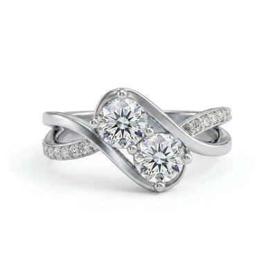 Two-Stone Infinity Toi et Moi Ring — round lab grown diamond ring in solid hallmarked gold