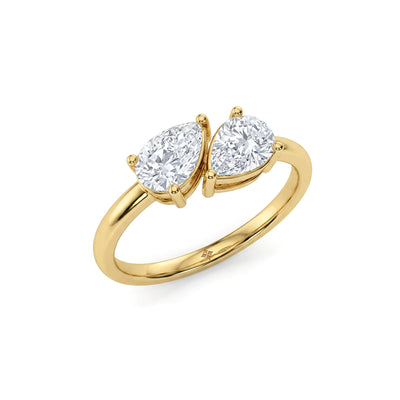Double Pear Toi et Moi Ring in IGI certified lab grown diamond and BIS hallmarked gold