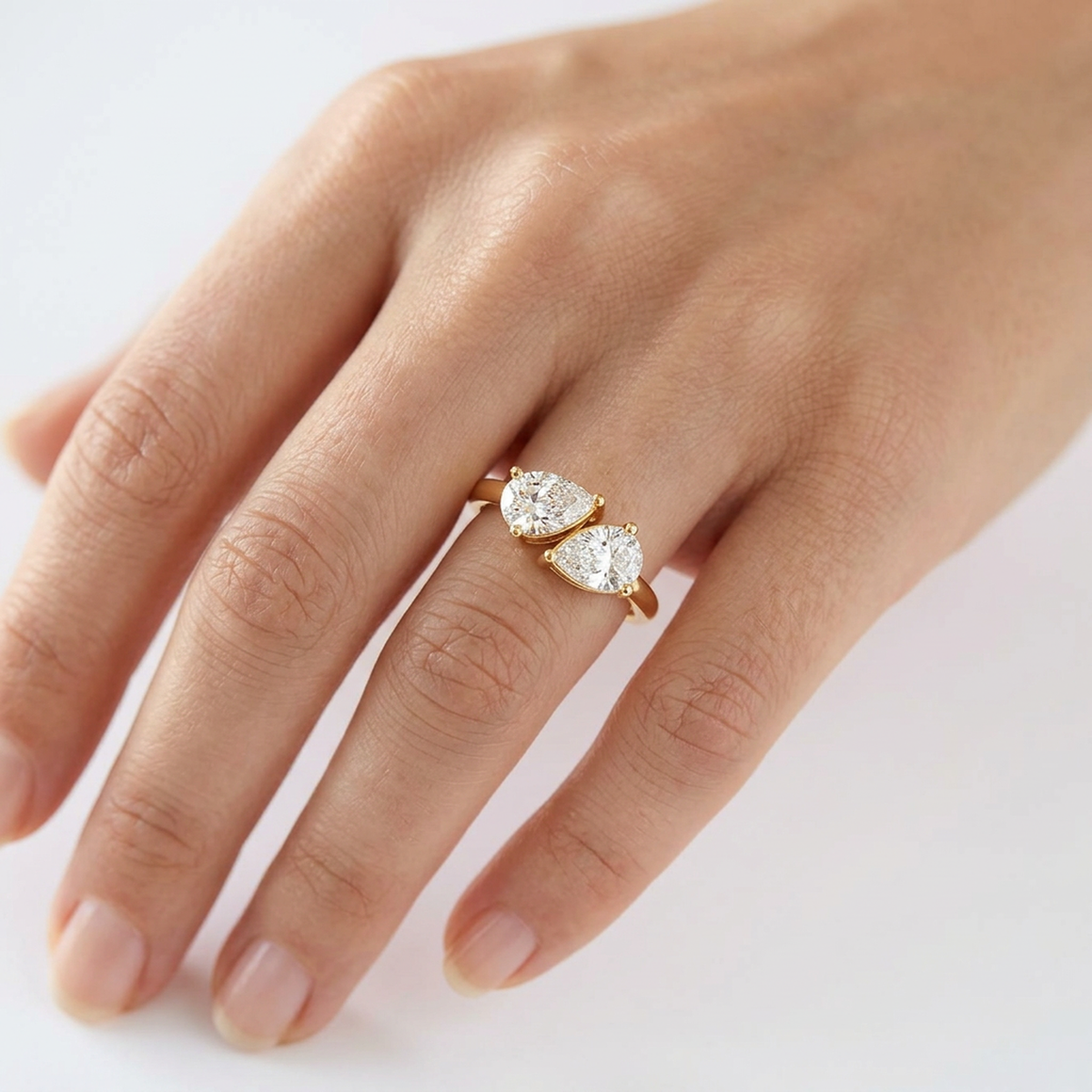 Double Pear Toi et Moi Ring — lab grown diamond ring handcrafted by Vimora Diamonds