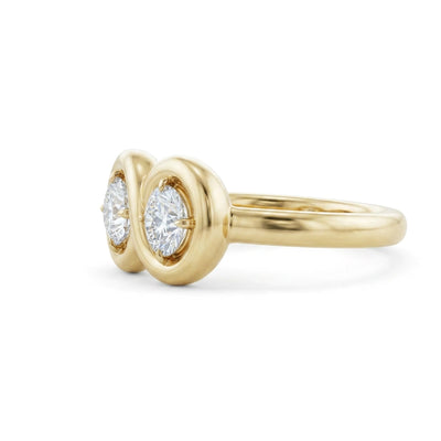 Infinity Circle Toi et Moi Ring — round lab grown diamond ring in 9K, 14K or 18K gold