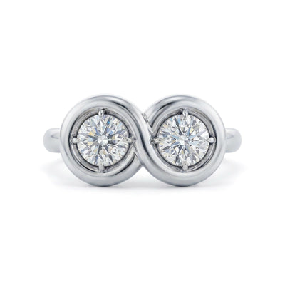 Infinity Circle Toi et Moi Ring — round lab grown diamond ring in solid hallmarked gold