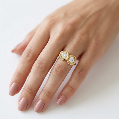 Infinity Circle Toi et Moi Ring — lab grown diamond ring handcrafted by Vimora Diamonds