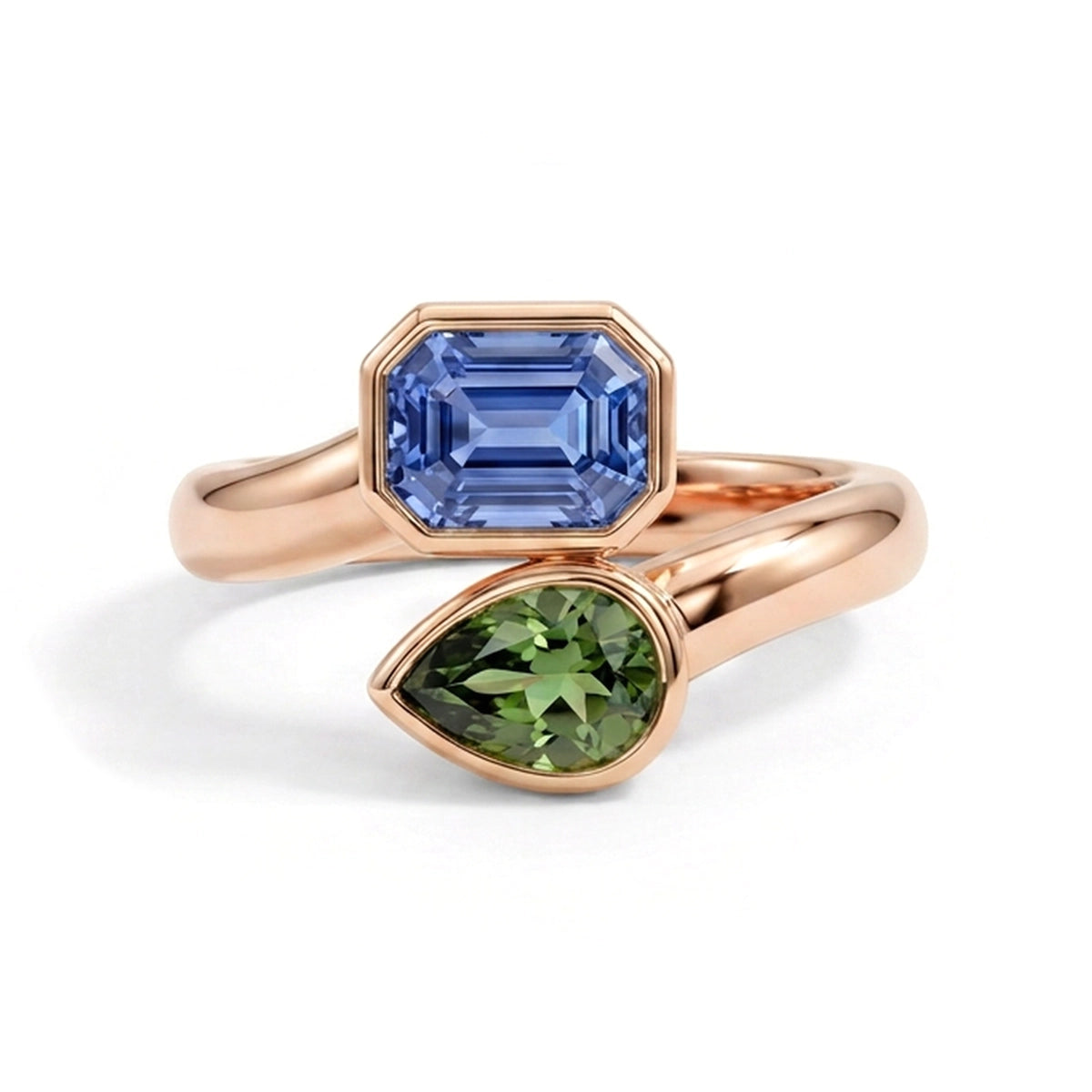 Emerald & Pear Toi et Moi Ring — certified lab grown diamond ring from Vimora Diamonds
