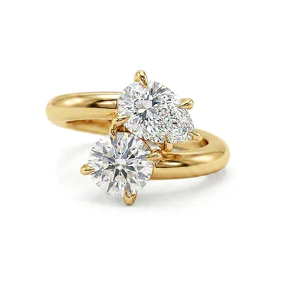 Round & Pear Bypass Toi et Moi Ring — pear and round lab grown diamond ring by Vimora Diamonds
