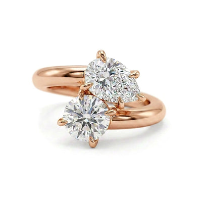 Round & Pear Bypass Toi et Moi Ring — certified lab grown diamond ring from Vimora Diamonds