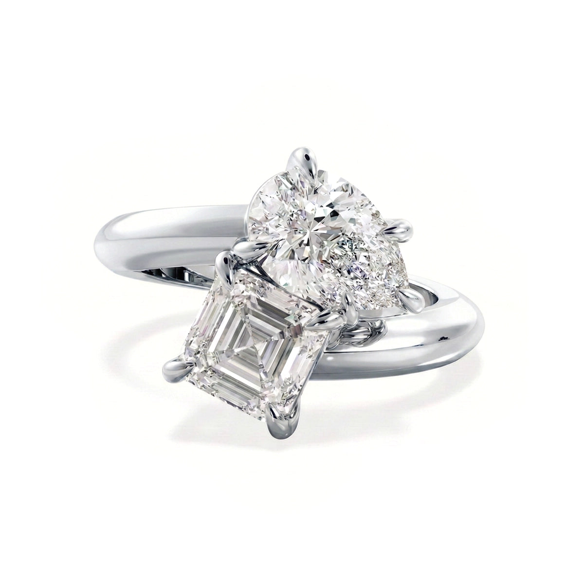Pear & Asscher Toi et Moi Ring, Claw Set — certified lab grown diamond ring from Vimora Diamonds