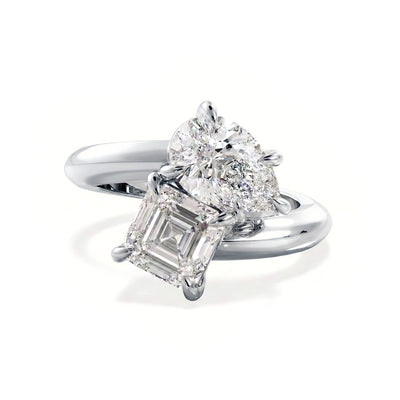 Pear & Asscher Toi et Moi Ring, Claw Set — certified lab grown diamond ring from Vimora Diamonds