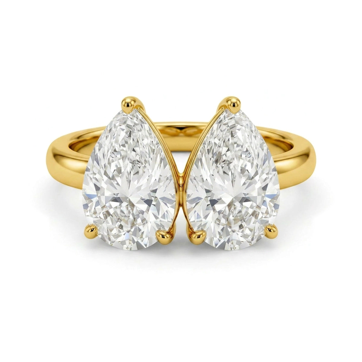 Pear Duo Wishbone Toi et Moi Ring — pear lab grown diamond ring by Vimora Diamonds