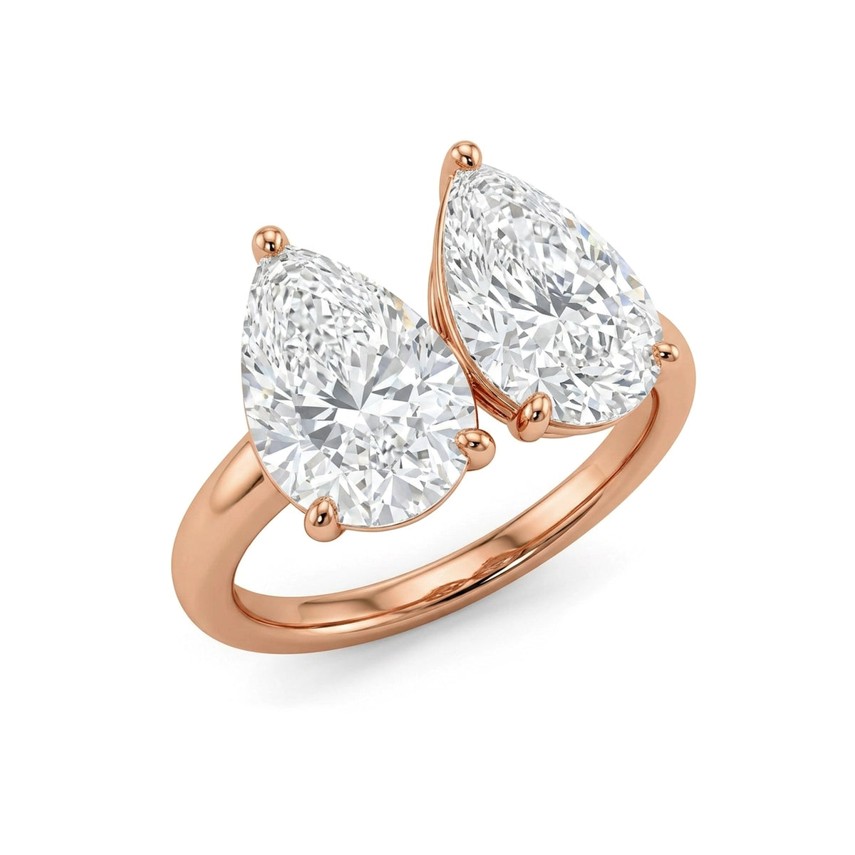 Pear Duo Wishbone Toi et Moi Ring — pear lab grown diamond ring in 9K, 14K or 18K gold