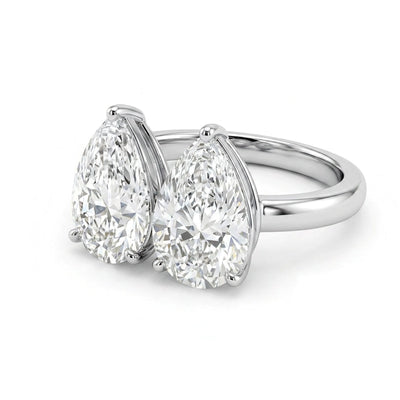 Pear Duo Wishbone Toi et Moi Ring — certified lab grown diamond ring from Vimora Diamonds
