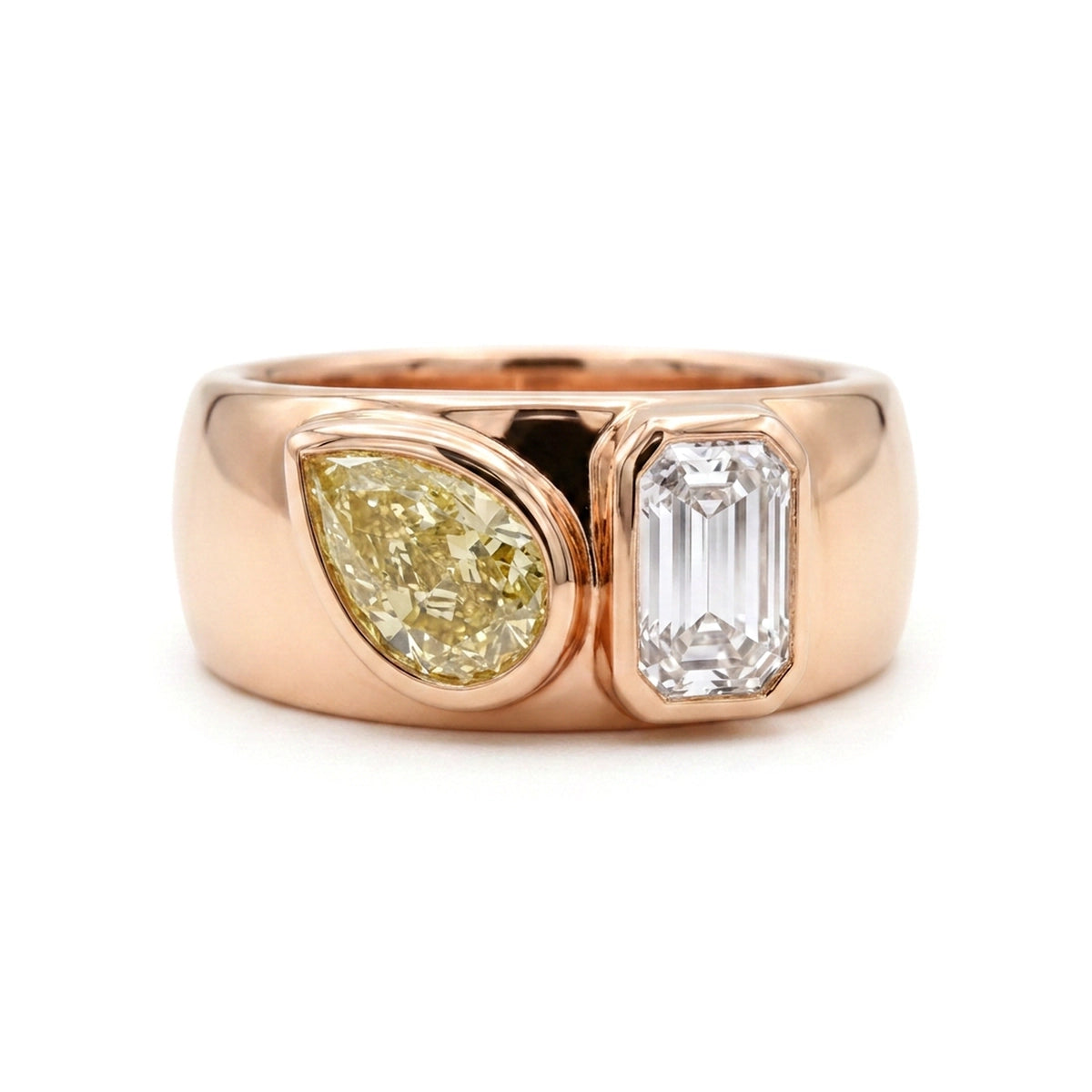 Fancy Yellow Pear & Emerald Toi et Moi Ring — certified lab grown diamond ring from Vimora Diamonds