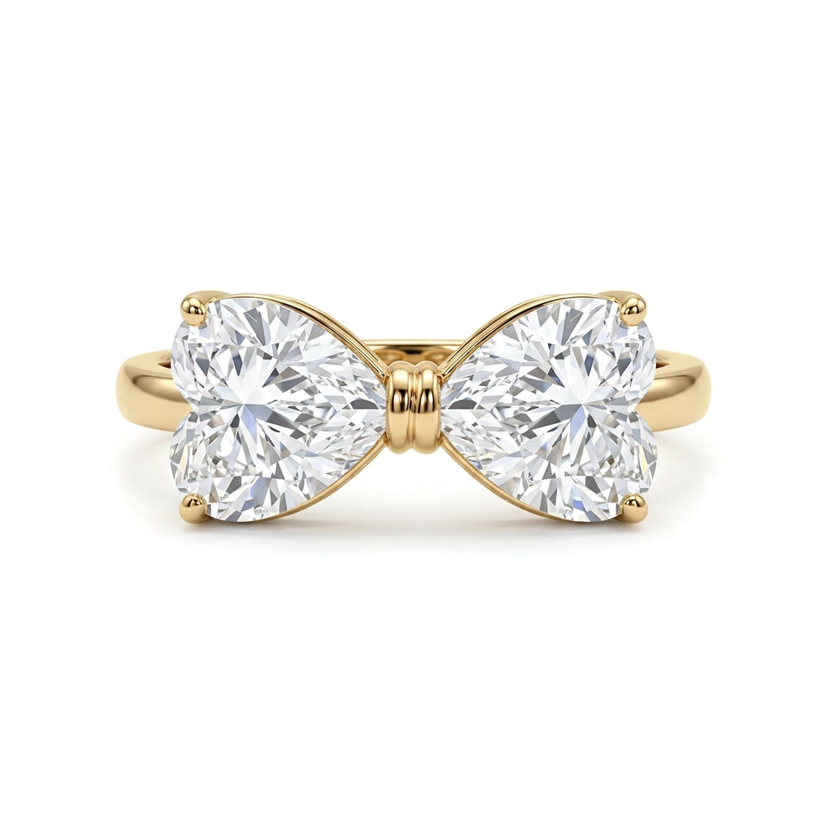 Double Heart Bow Toi et Moi Ring — heart lab grown diamond ring by Vimora Diamonds