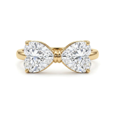 Double Heart Bow Toi et Moi Ring — heart lab grown diamond ring by Vimora Diamonds
