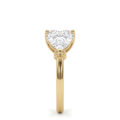 Double Heart Bow Toi et Moi Ring — heart lab grown diamond ring in 9K, 14K or 18K gold