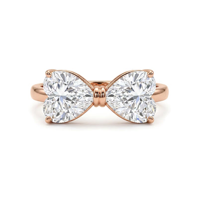 Double Heart Bow Toi et Moi Ring — certified lab grown diamond ring from Vimora Diamonds